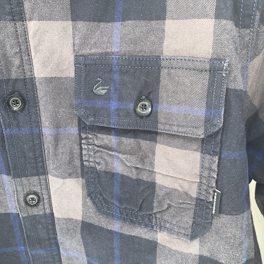 Swanndri Plaid Button Quilted Shacket Mens Large Gray Black Blue New Zealand - Picture 8 of 16